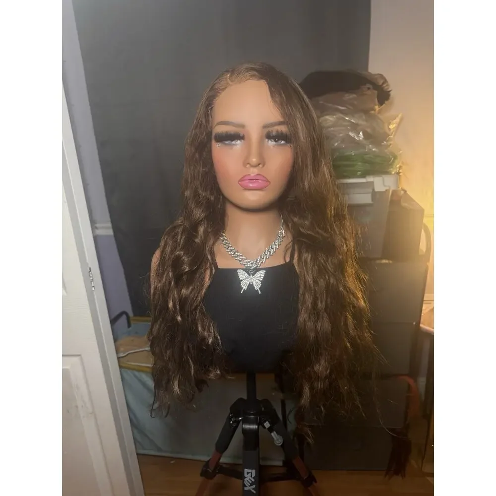 13x6 Lace Front Wig 100% Human Hair Brown Body Wave Pre-Plucked Baby Hairs 28-30